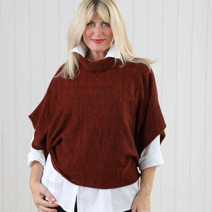 Rust Cowl Poncho Top