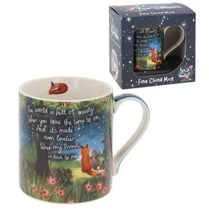 Fox Under the Moon Boxed Mug Beautiful Friend