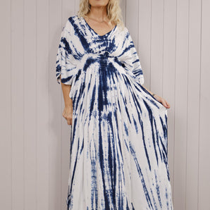 Fit 'n' Flare Kuta Dress - White/Navy