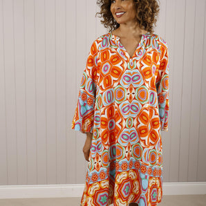 Abstract Flower Tunic - Orange