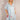 Linen Flower Leaf Dress - Light Blue