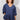 Cuffed V-Neck Frill Blouse - Navy