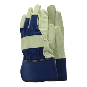 Washable Leather Rigger Gloves Blue - L