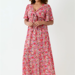 Dreams - Ditsy Cluster Bust Tie Dress - Red