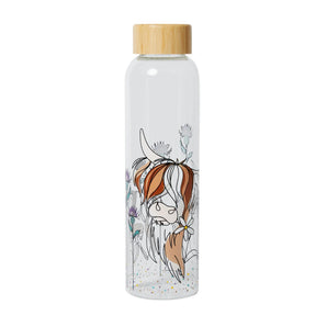 Belly Button - Glass Water Bottle - Highland Cow