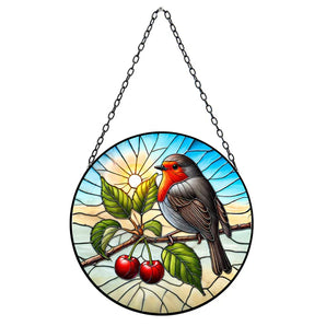 Stained Glass Hanging Robin Suncatcher