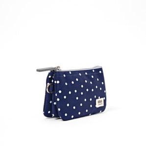 Carnaby Small Wallet in Navy Polka Dot Canvas