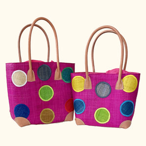 Circles Tote Bags Small - Hot Pink