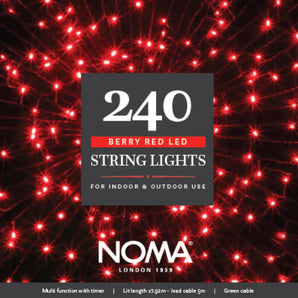 Noma - 240 Red Multifunction String Lights With Green Cable