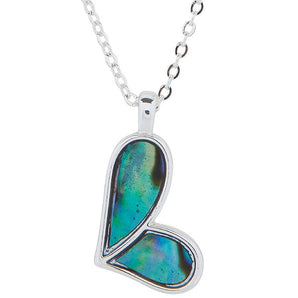 Paua Shell Silver Plated Two Halves Heart Necklace