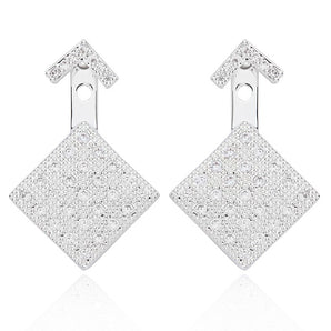 Geometric Glam Squares Silver Plated Earrings