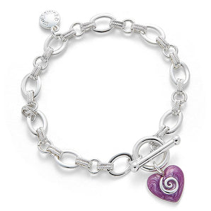 Iced Gem Swirl Heart Silver Plated Bracelet