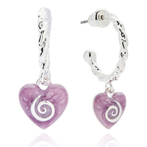 Iced Gem Swirl Heart Silver Plated Earrings