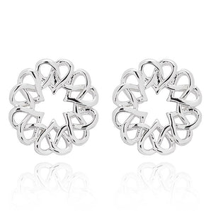 Celtic Circle Of Hearts Silver Plated Earrings
