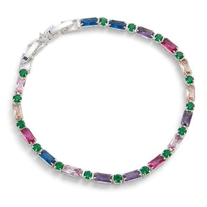 Glam Rox Silver Plated Baguette Bracelet