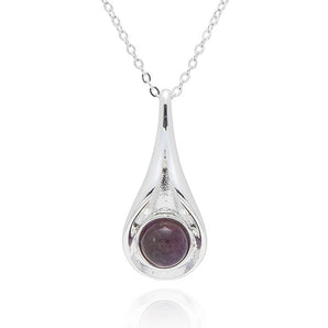 Amethyst Gemstone Silver Plated Suspended Necklace