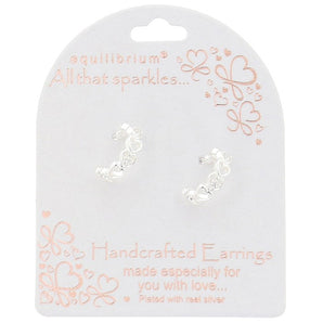 'All That Sparkles' Open Hearts Silver Plated Hoop Earrings