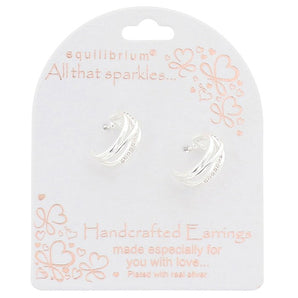 'All That Sparkles' Crossover Silver Plated Hoop Earrings