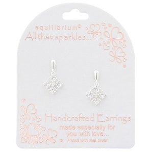 'All That Sparkles' Diamond Sparkle Silver Plated Dangly Earrings