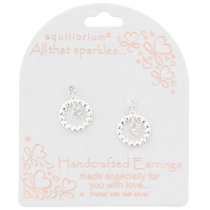 'All That Sparkles' Circle of Hearts Silver Plated Dangly Earrings