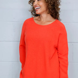 Scoop Neck Cosy Jumper - Red