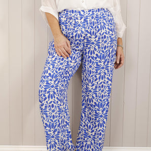 Flower Burst Trouser - Royal Blue