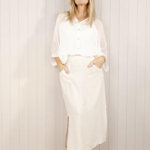 Pocket Split Side Skirt - Beige