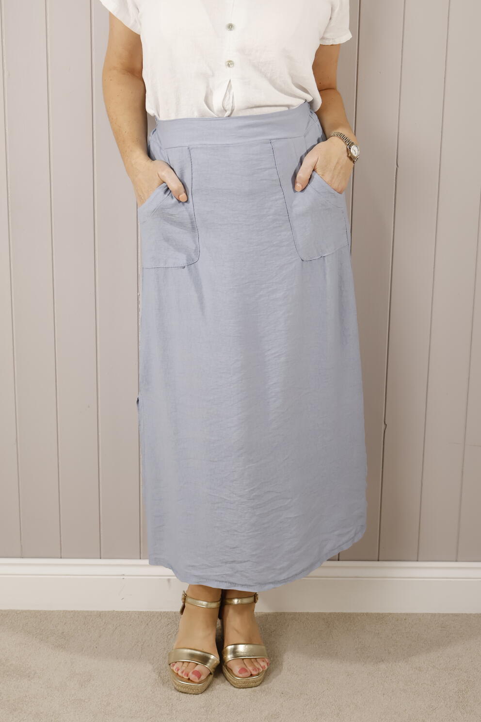 Split Side Pocket Pattern Pocket Split Side Skirt - Denim – Plymouth Garden Centre