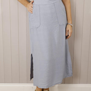 Pocket Split Side Skirt - Denim