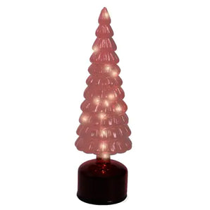 Lit Glass Tree with Flashing Effect - Red & Warm White