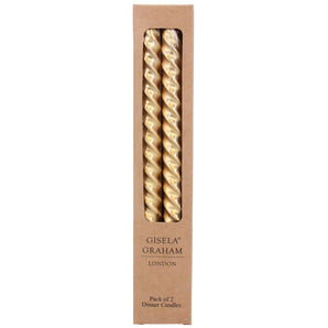 2 Twist Taper Candle - Metallic Gold