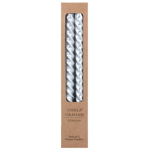 2 Twist Taper Candle - Metallic Silver