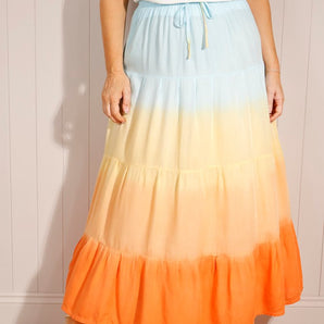 Washed Layered Skirt - Light Blue