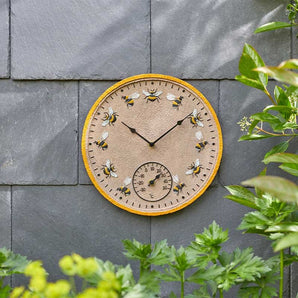 12in Beez Wall Clock and Thermometer