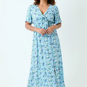 Dreams - Ditsy Cluster Bust Tie Dress - Navy Blue