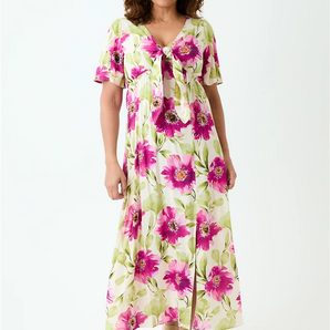 Dreams - Big Blossom Bust Tie Dress - Magenta