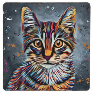 Aquamarine Art - Tabby Cat MDF Coaster