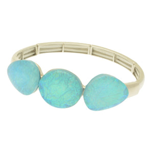 Aqua Iridescent Resin Elasticated Bracelet