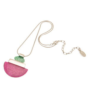 Fuchsia and Mint Deco Necklace