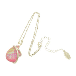 Iridescent Pink Teardrop Pendant