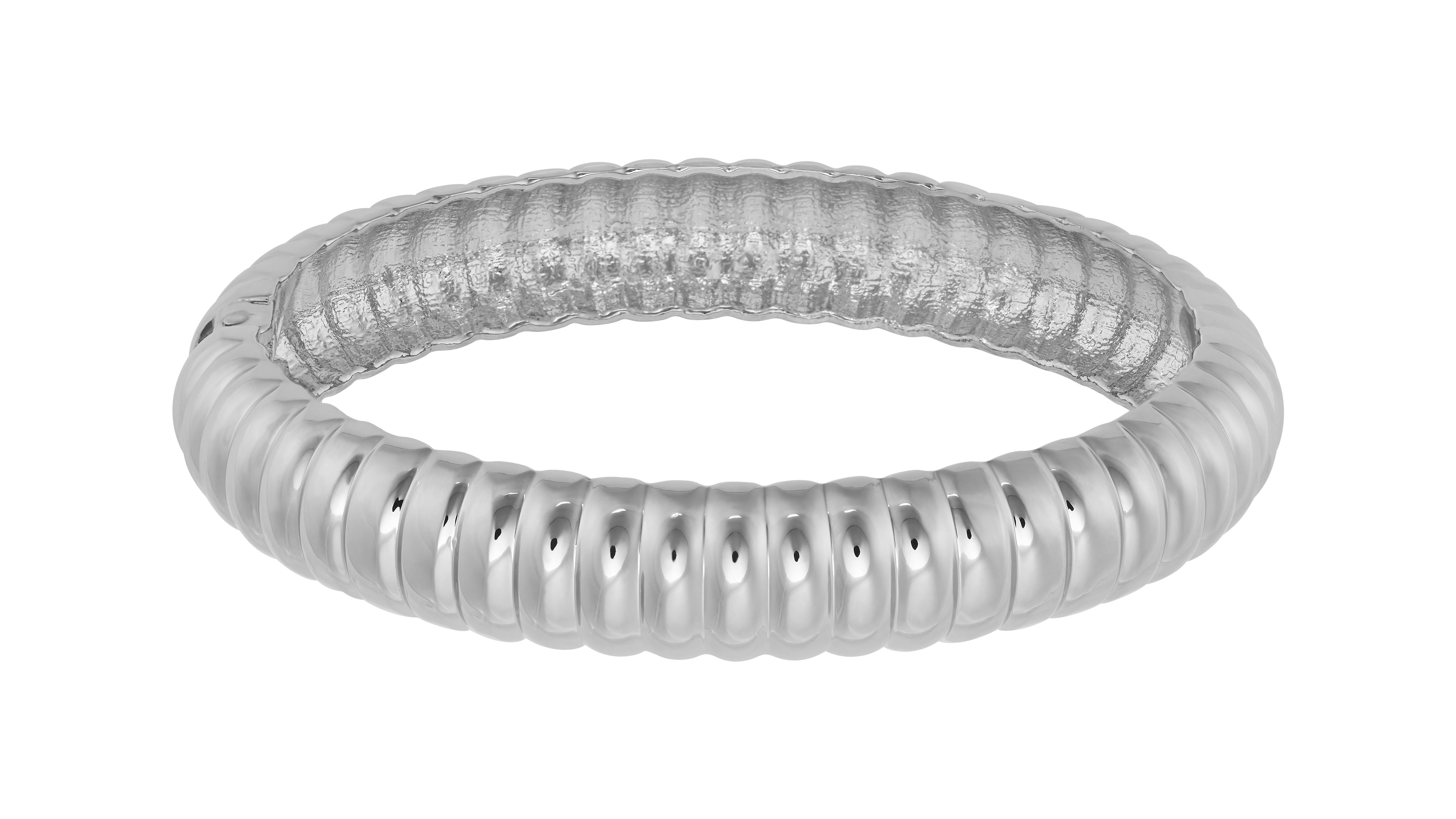 Indulgence - Rhodium Classic Ridges Bangle – Plymouth Garden Centre