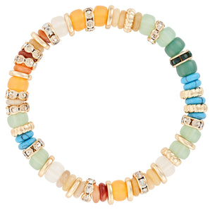 Indulgence - Gold Colour Beads Crystal Stretch Bracelet
