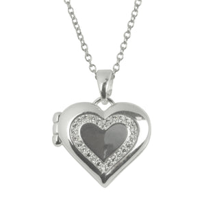 Indulgence - Silver Crystal Heart Locket Necklace