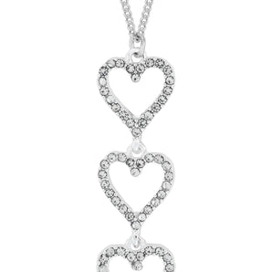 Indulgence - Silver 3 Crystal Hearts Necklace