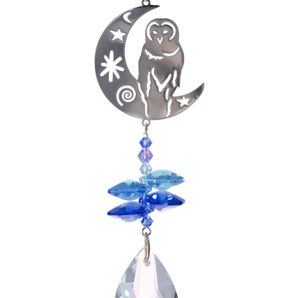 Crystal Fantasy - Barn Owl on Moon - Moonlight