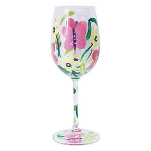 Handpainted Glass Wine Butterflies