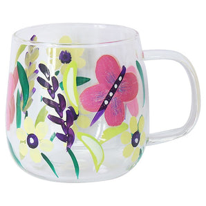 Handpainted Glass Cup Butterflies