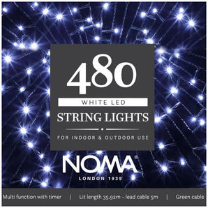 Noma - 480 White Multifunction String Lights With Green Cable