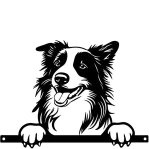 Metal Collie Peeking Dog Silhouette