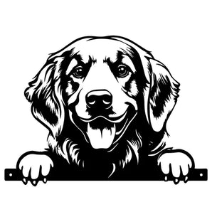 Metal Peeking Dog Silhouette - Golden Retreiver